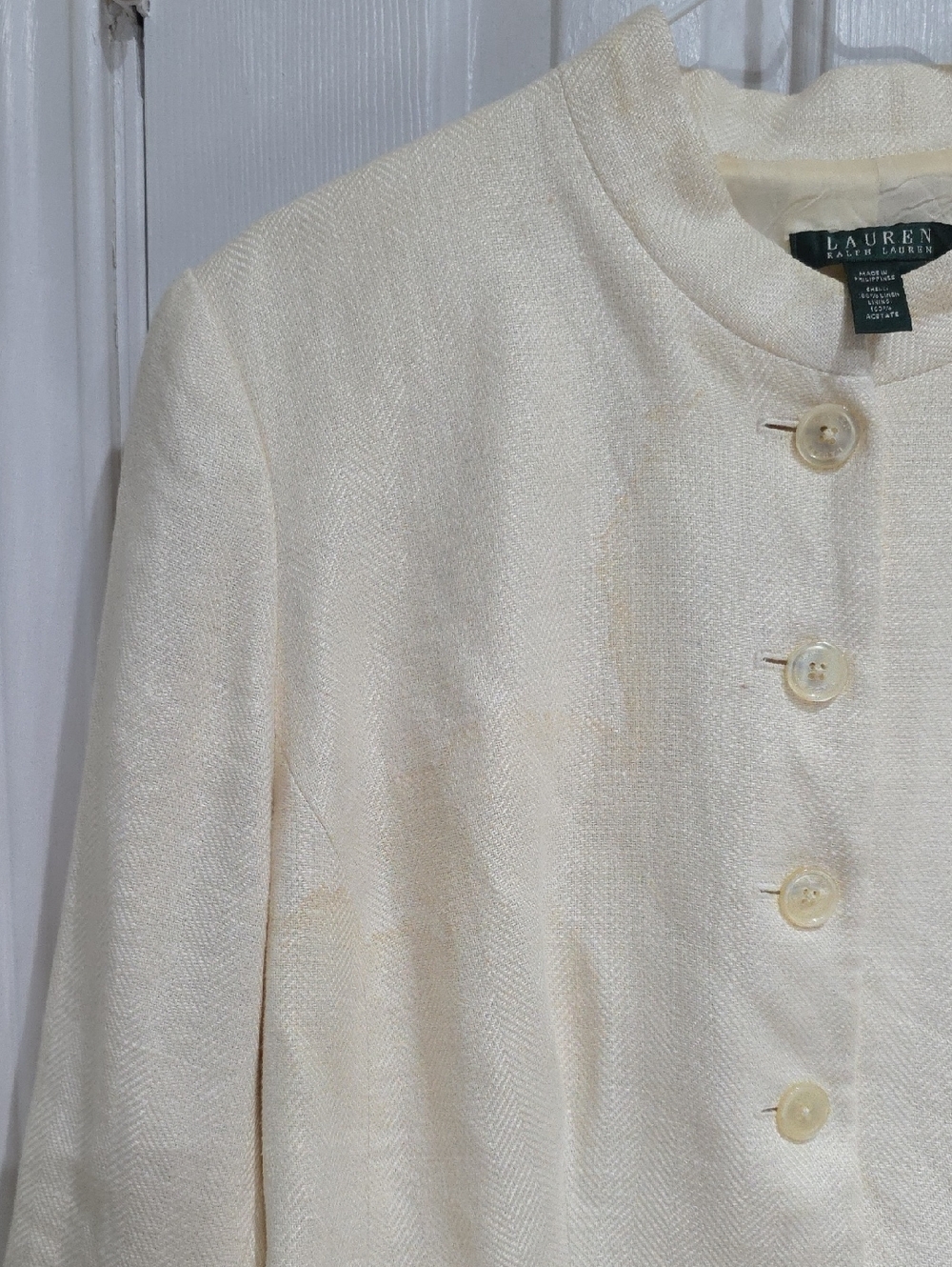 Lauren RL Linen Women's Cream Button-Front Jacket Size 14 W - Picture 6 of 11